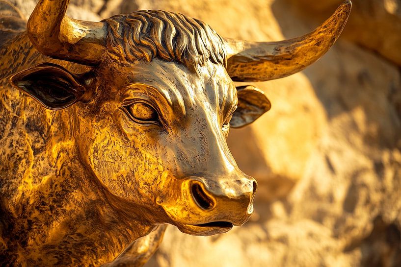 Bronze bull sculpture in detail by Poster Art Shop