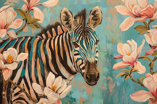 Zebra met bloemen