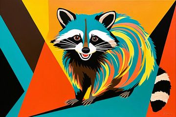 Kleurrijke abstracte wasbeer kunst van Art & Soul Creations