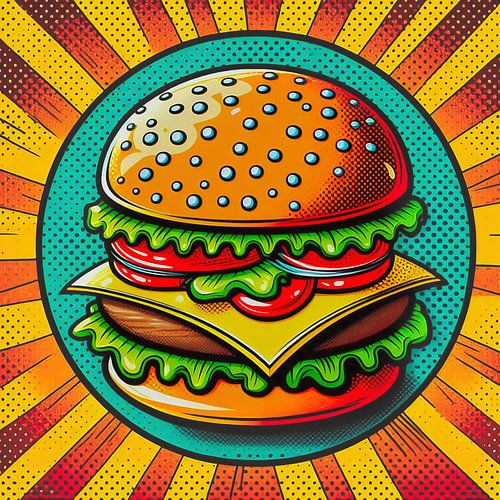 Hamburger in pop-art stijl