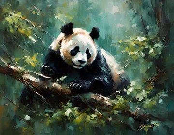 Wilde dieren - Geabstraheerd surrealisme - Panda 2 van Johanna's Art