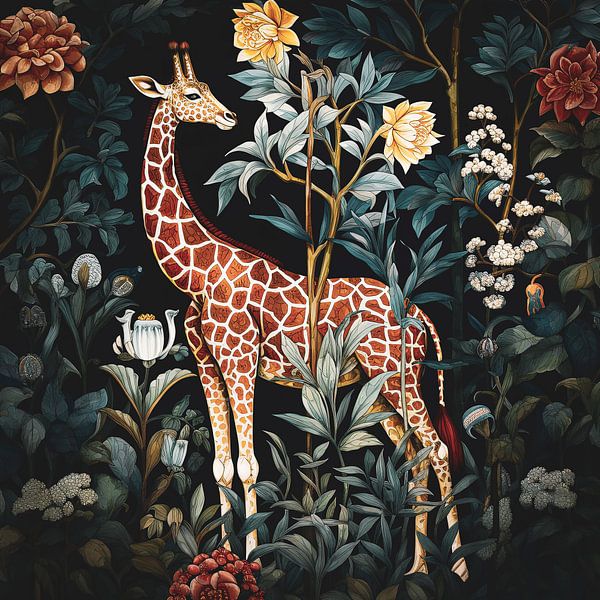 Giraffe im nächtlichen Wald von Vlindertuin-Art