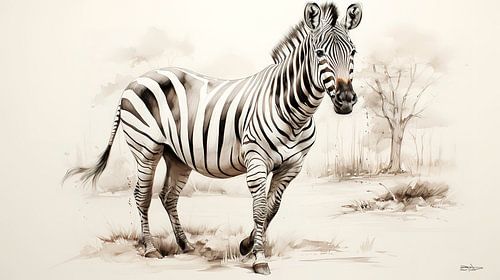 pentekening van een zebra