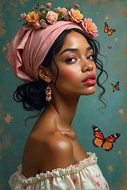 Dreamy Floral Beauty - Woman in Soft Shades of Nature by Kleurenrijk