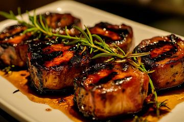 Gegrilde zalmfilets met rozemarijn van Poster Art Shop