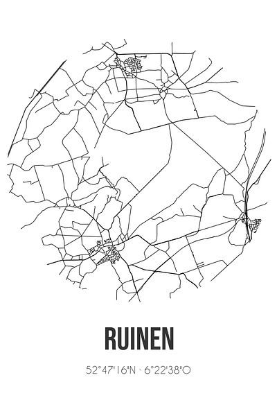 Ruinen (Drenthe) | Map | Black and White by Prints of Place