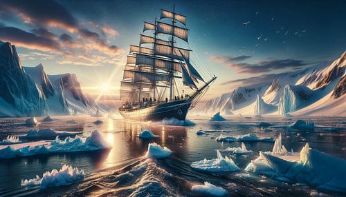 Breakthrough of the sun in the ice fjord