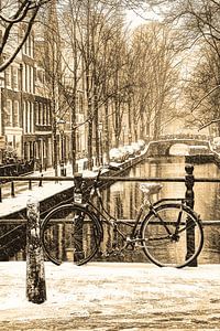 Innere Stadt von Amsterdam Niederlande Sepia