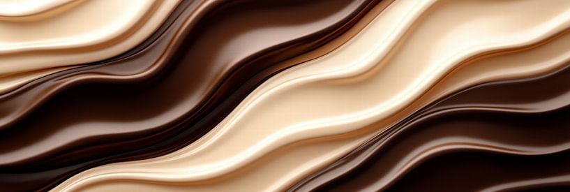 Abstracte Mocha Kunst - Warme Bruine Tinten Panorama van Digitale Schilderijen