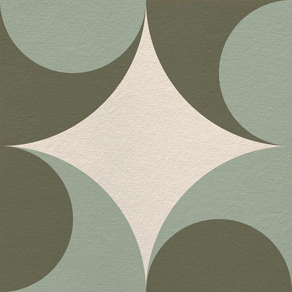 Modern abstract minimalist art with geometric shapes in retro style in green by Dina Dankers