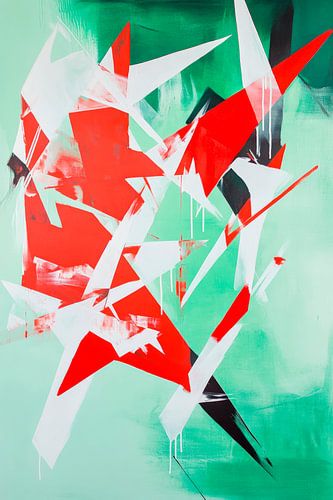 Abstracte vormen in rood en groen