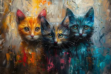 Katten Schilderij | Schilderij Katten | Kat Schilderij van AiArtLand