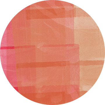 Japandi abstracte vormen in pastel perzik, koraal en neonroze