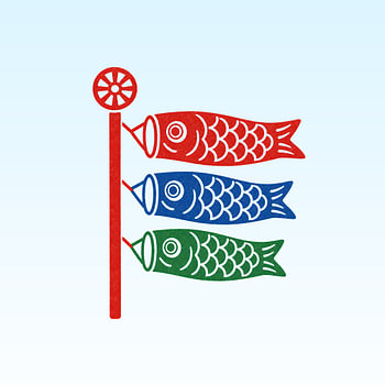 Japanese Koinobori Art Painting on Blue Sky