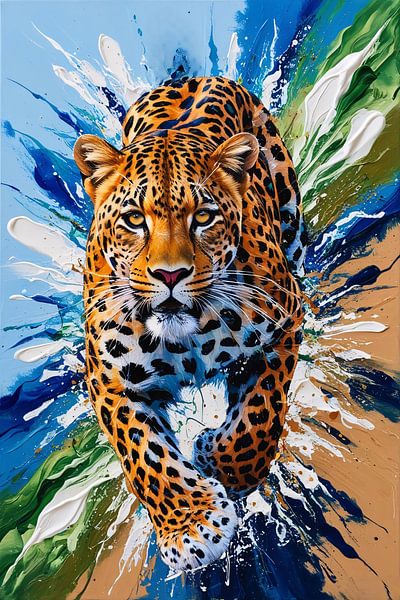 Dynamischer Jaguar in Aktion von Art & Soul Creations