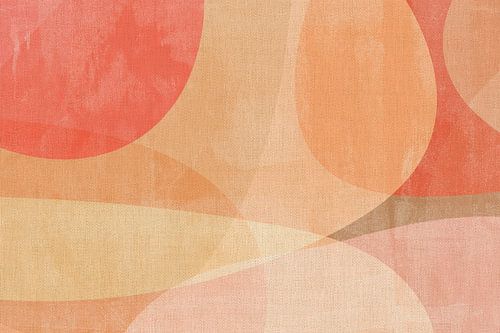 Abstracte vormen in verbrand oranje, koraal, roze