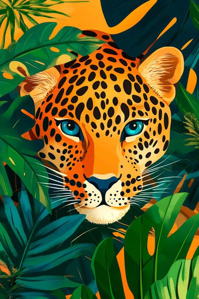 Leopard zwischen tropischen Blättern von Poster Art Shop