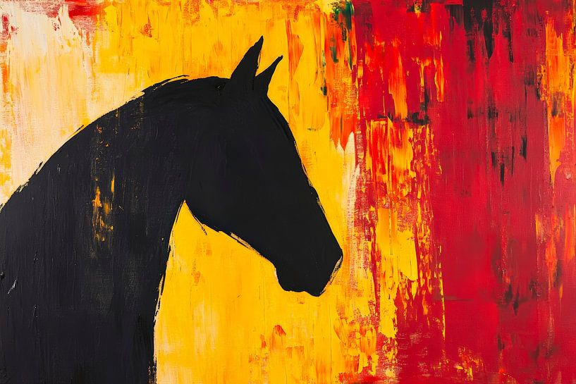 Paardenprofiel in kleurenspel - Abstract van Poster Art Shop