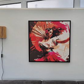 Kundenfoto: Dynamische Flamenco-Tänzerin von Lauri Creates, auf leinwand