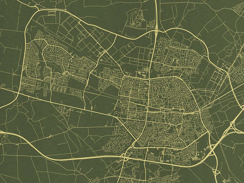 Map of Tilburg in Green Gold by De Kaartenwinkel
