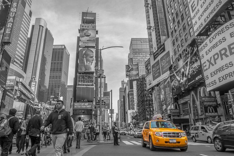 Times Square New York B&W van Rene Ladenius Digital Art