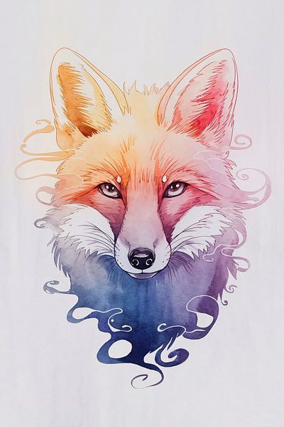 Colourful watercolour fox painting by Art & Soul Creations