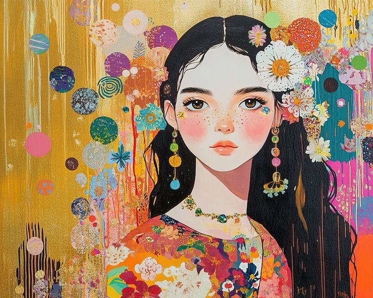 Jeune femme colorée par Peintures accrocheuses