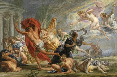 Apollo en Diana doden de kinderen van Niobe, Jan Boeckhorst