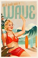 Surfen Pinup Girl am Strand im Bikini