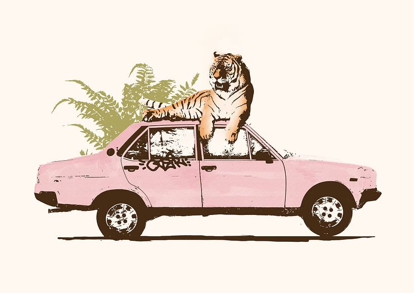 Tiger auf Auto von Florent Bodart