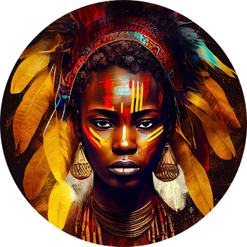 Krachtige Afrikaanse Krijgsvrouw #2 van Chromatic Fusion Studio