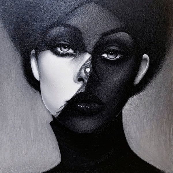 Een portret in symmetrie van schaduw en licht van A.D. Digital ART