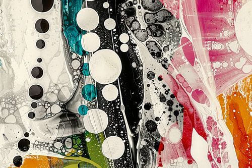 Abstract, zwart-wit met kleur, organische vormen -3