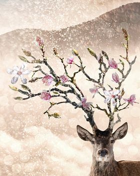 Deer with magnolia antlers