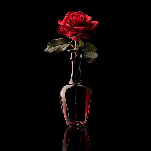 Roos in een flesje portret