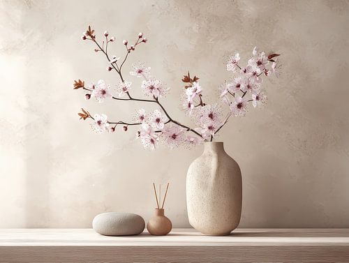 Minimalist still life photography in Japandi style