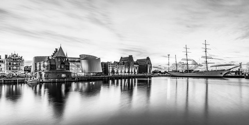 Ozeaneum et Gorch Fock I à Stralsund - monochrome par Werner Dieterich