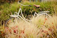Studenten fiets in herfst beeld.