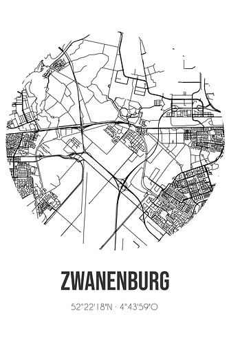 Zwanenburg (Noord-Holland) | Landkaart | Zwart-wit