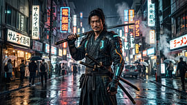 Japan, Cyberpunk-Samurai von my pixel art