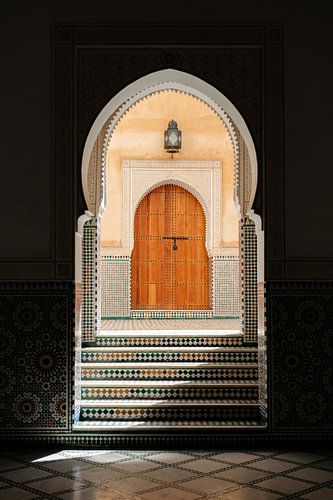 Prachtige deur in het mausoleum van Ismail Moulay, Meknes, Marokko