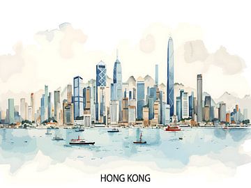 Skyline van Hong Kong van Artstyle