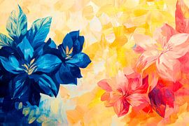 Blooming joy of colour - blue and pink by Poster Art Shop