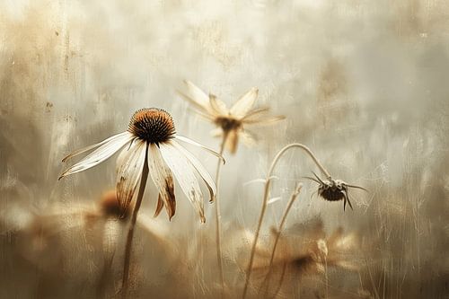 Bloemenveld in wabi-sabi stijl