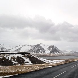 weg in het winterandschap in ijsland