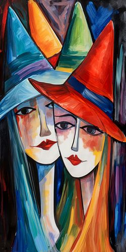 Abstract Gezichten Schilderij