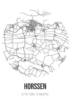 Horssen (Gueldre) | Carte | Noir et blanc sur Rezona