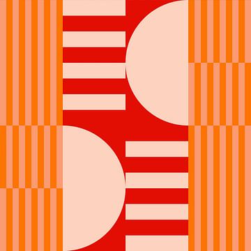 Funky retro geometrische 6_1. Moderne abstracte kunst in heldere kleuren. van Dina Dankers