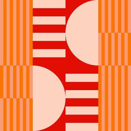 Funky retro geometrische 6_1. Moderne abstracte kunst in heldere kleuren.