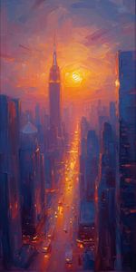 Lichter der Stadt bei Sonnenuntergang